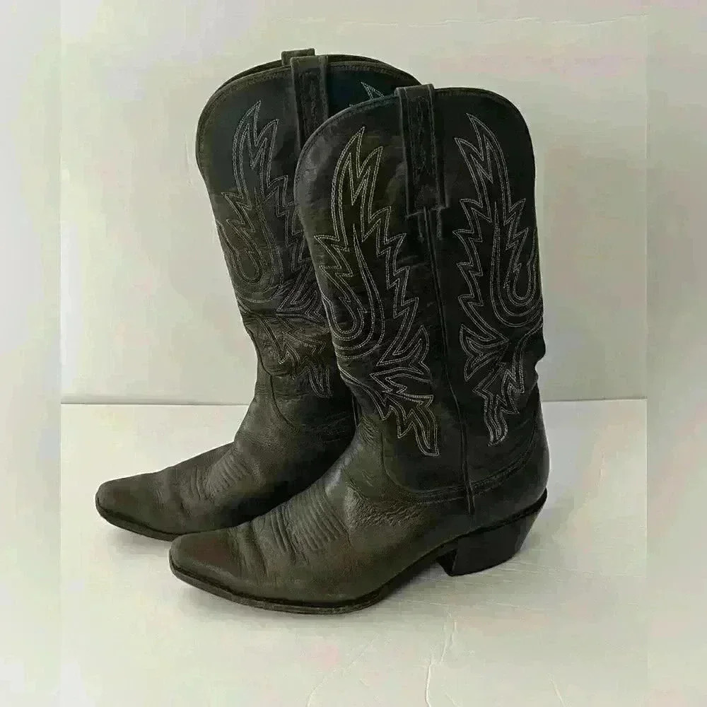 Charlie 1 Horse Mad Dog Calf Cowboy Boots Chocolate Brown Size 7.5